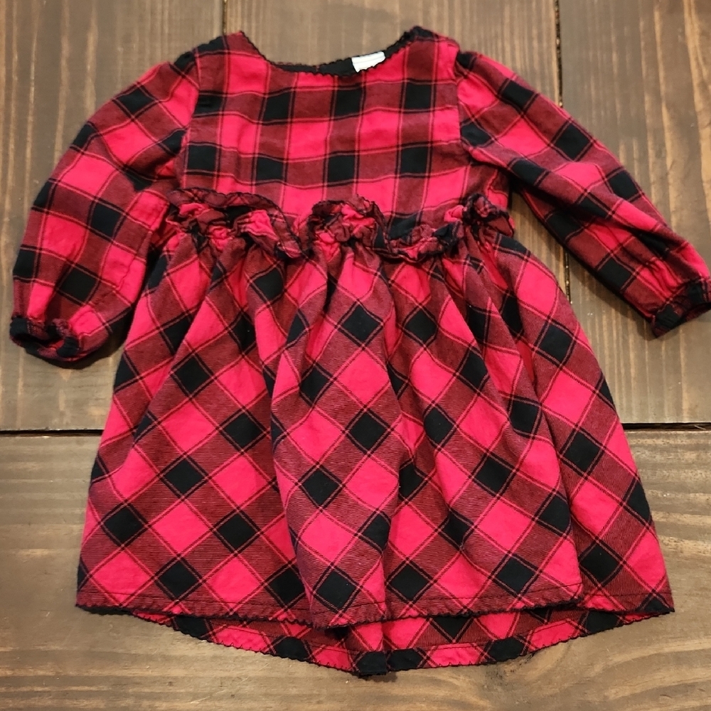Plaid Kids Dress - Red and Black
